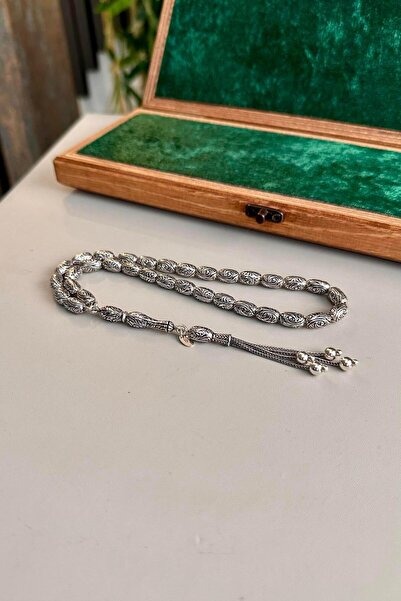 dergah tesbih Silver Rosary - New Pencil Maker Carved Collectible