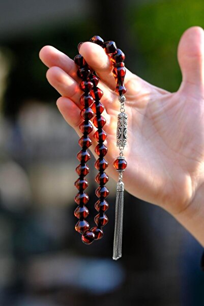 dergah tesbih Otantik Cevşen Tasarım Tamamı Gümüş Sıkma Kehribar