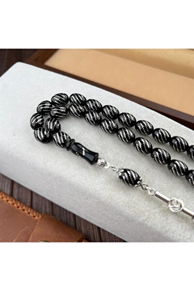 dergah tesbih Gümüş İşlemeli Hızır Reis Oltu Taşı Tesbih