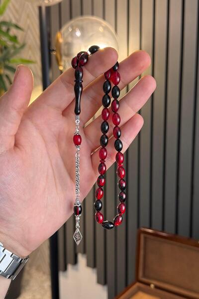 dergah tesbih تصميم فضي من Ateş-i Amber - أحمر أسود