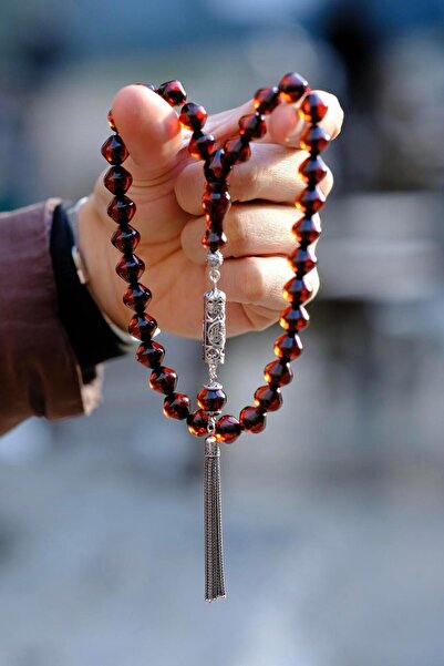 dergah tesbih Otantik Cevşen Tasarım Tamamı Gümüş Sıkma Kehribar