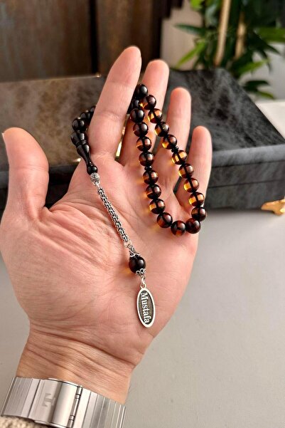 dergah tesbih Sürmeli Ateş Kehribar Tesbih Gümüş İsimli