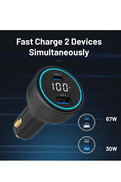 EGG 100w Usb Charger – 1 Usb-c & 1 Usb-a, Fast Charging Car Adapter, Full Power Per Port, Travel Ready