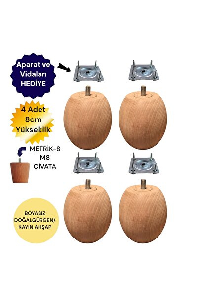 Vera Hediyelik Eşya Ξύλινος πόδι καναπέ 4 τεμαχίων Μονάδα τηλεόρασης Πόδι βάσ...