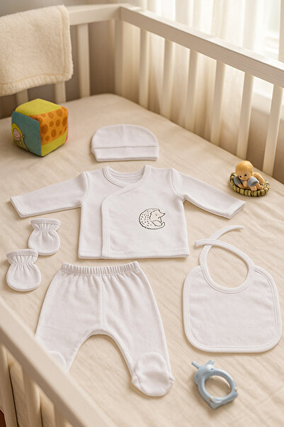 Miabella Home Newborn Baby Set Set of 5, Hospital Discharge Set, Baby Set, Soft Textured 100% Cotton
