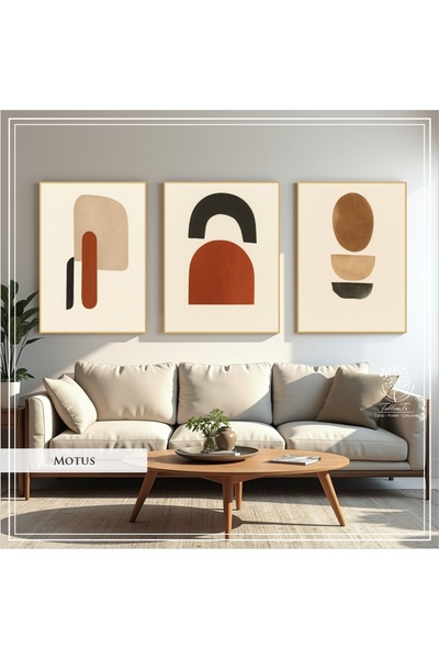 Tablomtr Digital Printed Metal Framed Glass 3-Piece Decorative Table - Motus