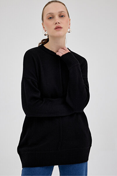 Rays Μαύρο γυναικείο πουλόβερ Oversize Crew Neck 2345