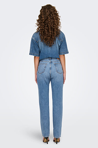 ONLY Jeans mit weitem Bein ONLBRENDA Niedrige Taille Gerade geschnitten Jeans