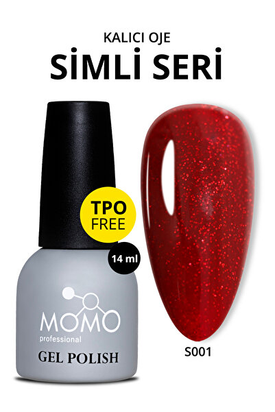 MOMO professional Kalıcı Oje S001, Simli Koyu Kırmızı, 14 ml, TPO- FREE
