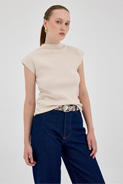 Rays Μακρυμάνικη μπλούζα με ψηλό γιακά σε χρώμα εκρού 2379