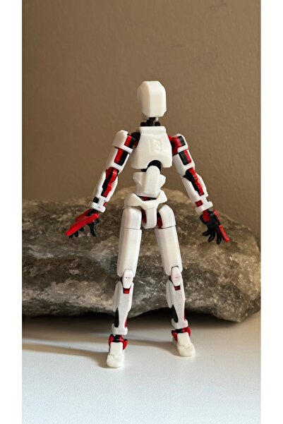 moifugyia Lucky 13 Aksiyon Figürü Robot Oyuncak 13cm Beyaz Siyah & Kırmızı