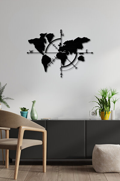 InnovaMetal Dünya Haritası Metal Tablo, Lazer Kesim Metal Duvar Dekoru 100 X ...