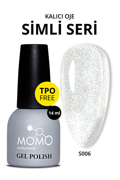 MOMO professional Kalıcı Oje S006, Renkli Simli Şeffaf, 14 ml, TPO- FREE