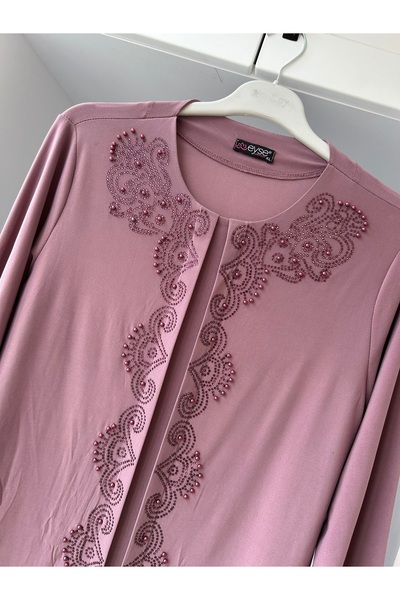 ECALAMODE Stone Embroidered Plus Size Hijab Blouse for Mothers Elegance and Comfort