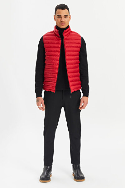 RİVERCLUP Erkek Kırmızı Astarlı Rüzgar Geçirmez Şişme Yelek