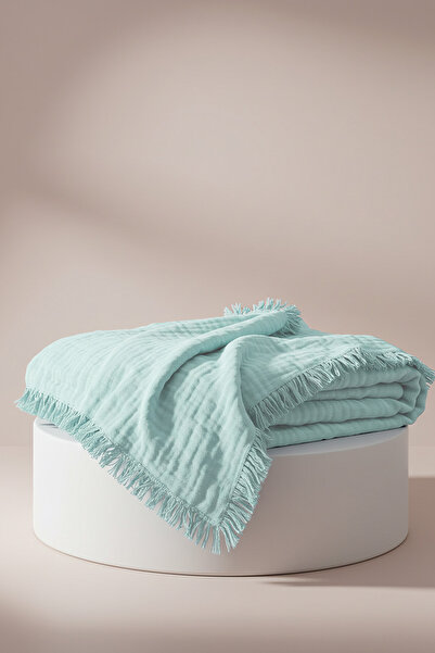 Huggy Mint Green Multi-Purpose 100% Cotton Muslin Baby Blanket 100X130 – 4 Layer Cotton Cover / Swaddle