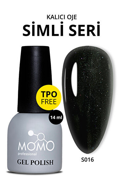 MOMO professional Kalıcı Oje S016 Hafif Simli Siyah 14 ml, TPO- FREE