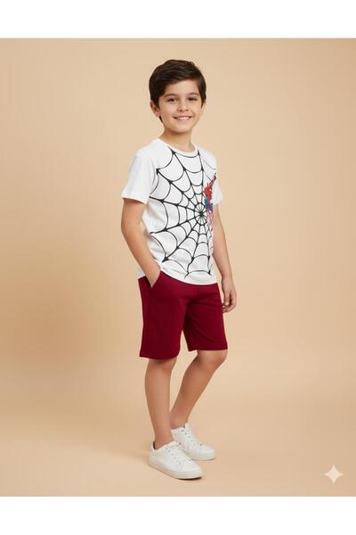 LİTTLE TORTOİSE Αγόρι καλοκαιρινό χτενισμένο βαμβακερό μπλουζάκι με στάμπα Spider-Man