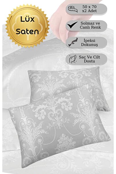 Karna Home Yastık Kılıfı 2’li Saten Zarif Dokunuş Baskılı