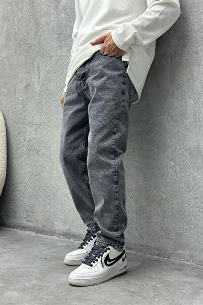 MADZEYMODA Erkek Boyfriend Gri Jean Kot Pantolon