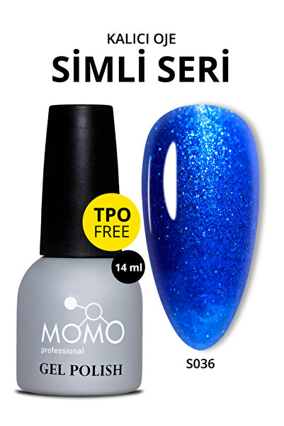 MOMO professional Kalıcı Oje S036, Simli Saks Mavi, 14 ml, TPO- FREE