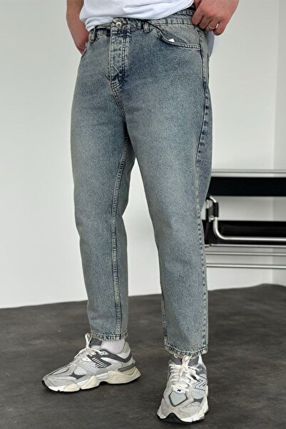 MADZEYMODA Erkek Boyfriend Kalıp Mavi Jean Kot Pantolon KE-683