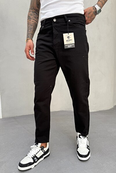 MADZEYMODA Ανδρικό μαύρο τζιν ύφασμα Boyfriend Jean Jeans Παντελόνι Mz045