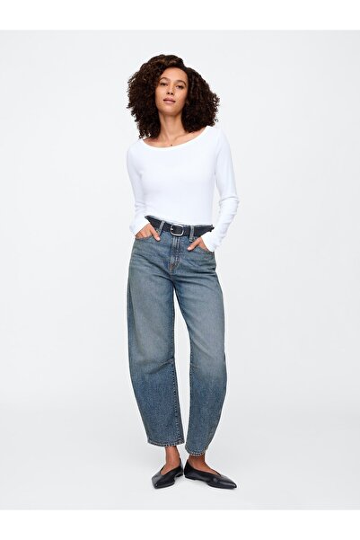 GAP Kadın Mavi V-Barrel Med V