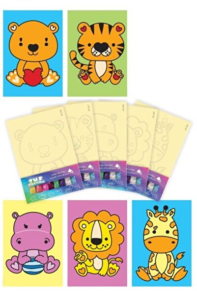 Artikel Hayvanlar Tuz Boyama Oyunu 5 li Set -2 , Eğitici Aktivite , Kum Boyam...