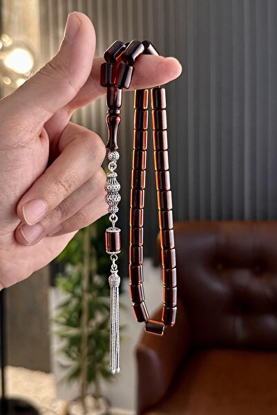 dergah tesbih Osmanlı Modeli Sıkma Kehribar Gümüş Tasarım