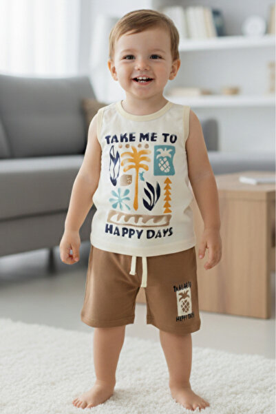 EYMİRGİYİM Set pentru băieți cu model de pădure cu pantaloni scurți, 2 ani, 3...