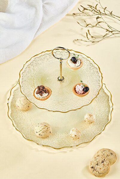 Lora Bianca Tapestry 2 Tier Cake/Cookie/Candy Holder Presentation Stand