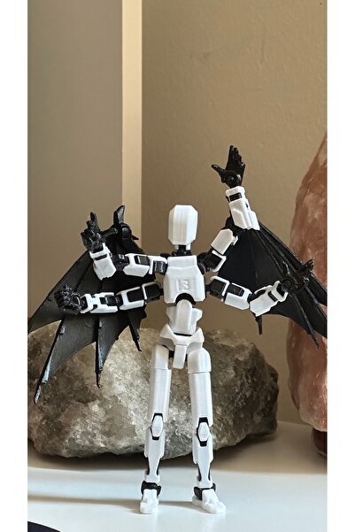 Loopify Lucky 13 Aksiyon Figürü Robot Oyuncak 13cm Dört Kollu Lucky 13 ve Yarasa Kanat Seti