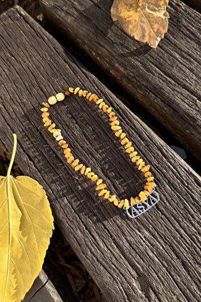 dergah tesbih Gümüş İsimli Bebek Diş Kolyesi Gerçek Damla Kehribar (Amber), (مسبحة قطرة كهريبار)