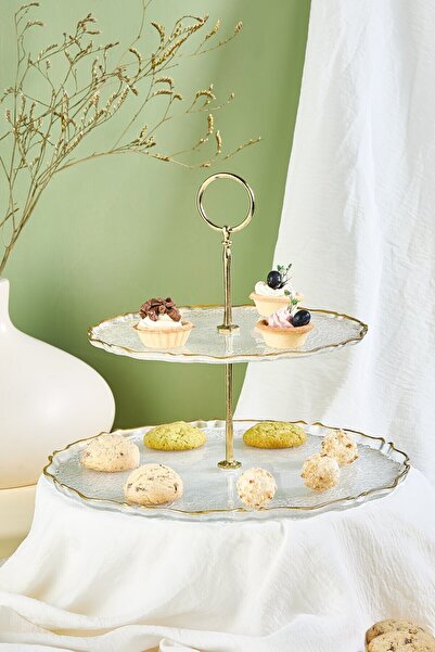 Lora Bianca Tapestry 2 Tier Cake/Cookie/Candy Holder Presentation Stand