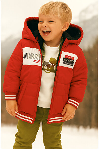 ESİLA KİDS Children's Coat Hooded Coat Zippered Coat 5-8 Years Old