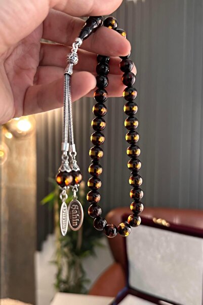 dergah tesbih Canım Babam Gümüş İsimli Sürmeli Ateş Kehribarı