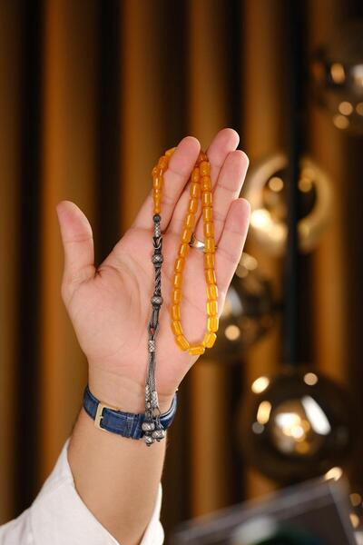 dergah tesbih Gümüş Kazaz Tasarım Sıkma Kehribar Tesbih