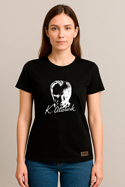 HUBERYWEAR Γυναικείο μπλουζάκι χαλαρή εφαρμογή με στάμπα πορτρέτου Ατατούρκ –...