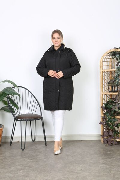 TUTveAL Collection Plus Size Quilted Coat - Furry Inside, Hood, Winter Coat