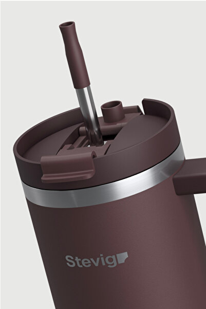 Stevig 2 Moods Tuck-In Tumbler Leakproof Steel Thermos 900 ml Chocolate Plum St-238