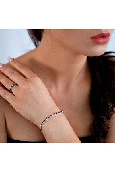 Sandra Ferretti Inel Eternity Aur Alb 18K cu Diamante Naturale Negre de 1.07 Carate