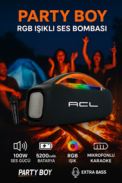 CROW'S TECH Box party Boy RGB Işıklı Ses Bombası Mikrofonlu Hoparlör Ses Bomb...