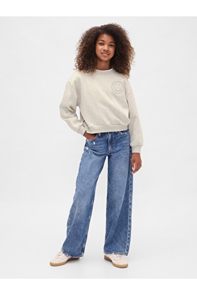 GAP Kız Çocuk Gri Vintage Soft Dolman Sweatshirt