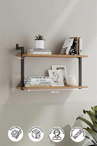 Euromob Duvara Monte 2 Raflı Çam Rengi Kitaplık, Duvar Rafı