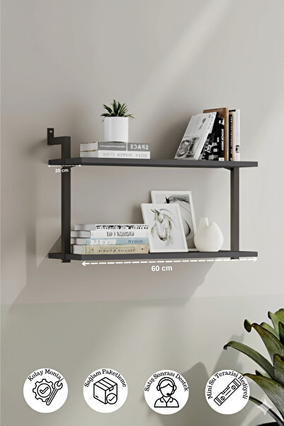 Euromob Duvara Monte 2 Raflı Kitaplık, Duvar Rafı, Mutfak, Banyo Organizer, S...