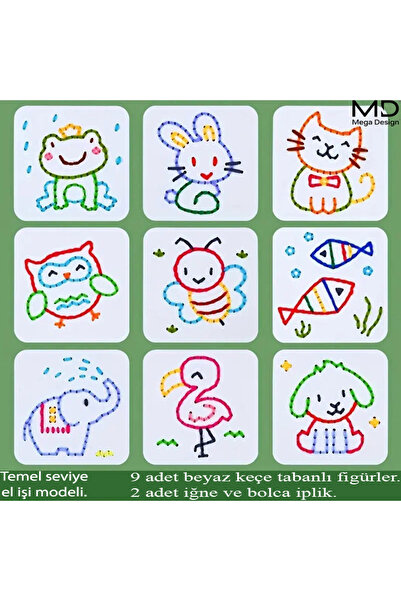 Mega Design 9'lu Sevimli hayvan figürlü el işi seti Çocuklar için zeka,hayal gücü ve el becerileri geliştiricisi