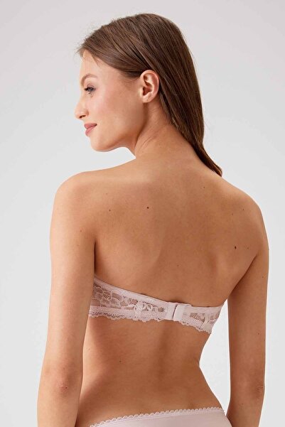 Pierre Cardin 2'li Ekonomik Paket Pudra 6202-2 Siena Balenli Desteksiz Straplez Dantelli Sütyen Set
