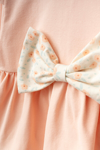 Minipodyum Baby Girl Bottom Top Set with Bow Detail Bandana and Floral Printed Leggings