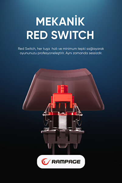 Rampage Kb-r28 Blade Plus Mekanik Klavye Gökkuşağı Türkçe Red Switch Mekanik Oyuncu Klavyesi-beyaz
